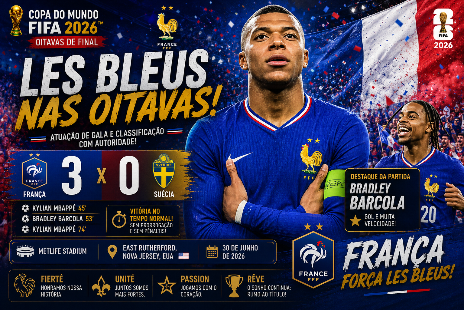 Mbappé marca duas vezes, supera Leônidas e Ronaldo em recorde e leva a França às oitavas da Copa