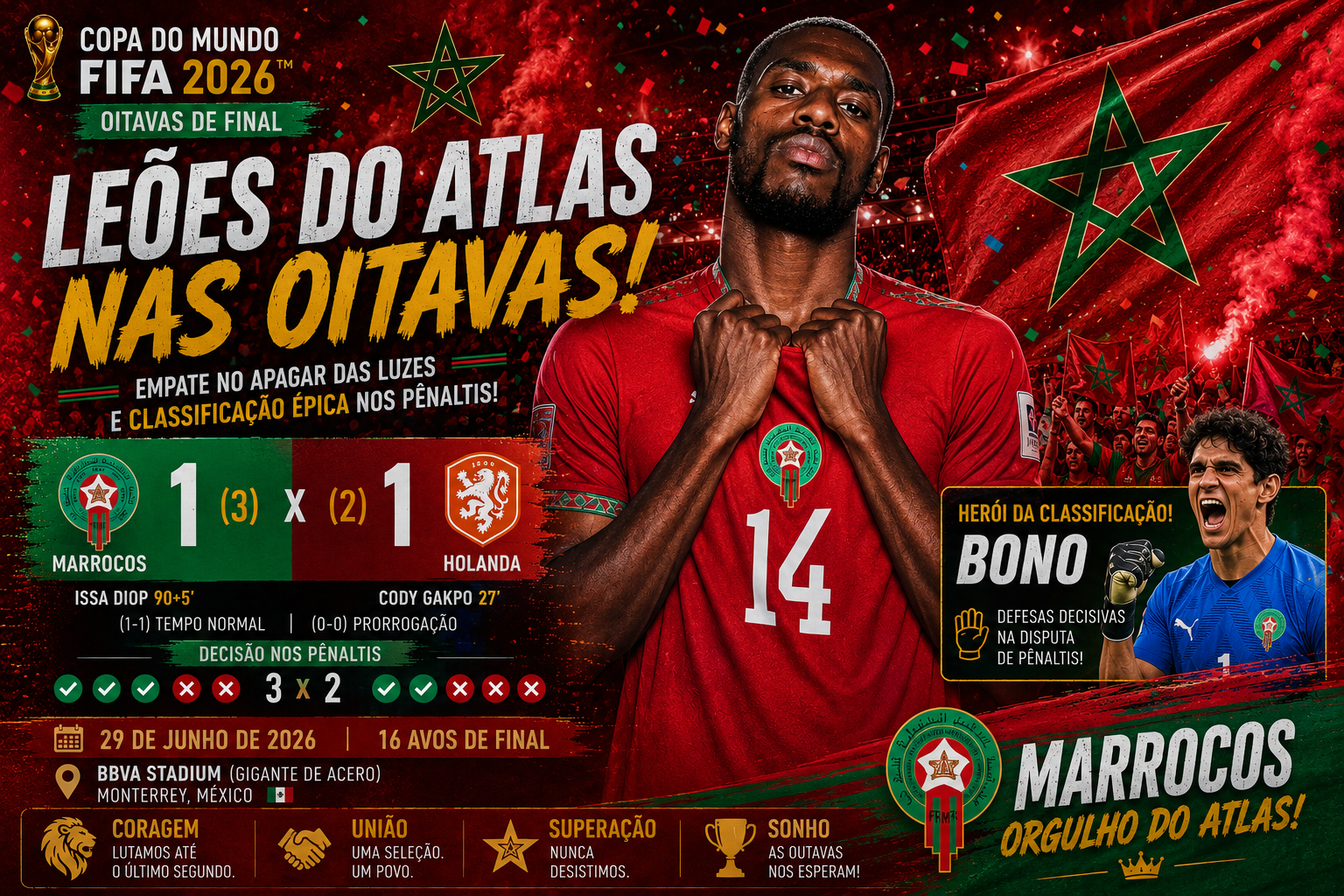 Marrocos elimina a Holanda nos pênaltis e avança às oitavas da Copa do Mundo 2026