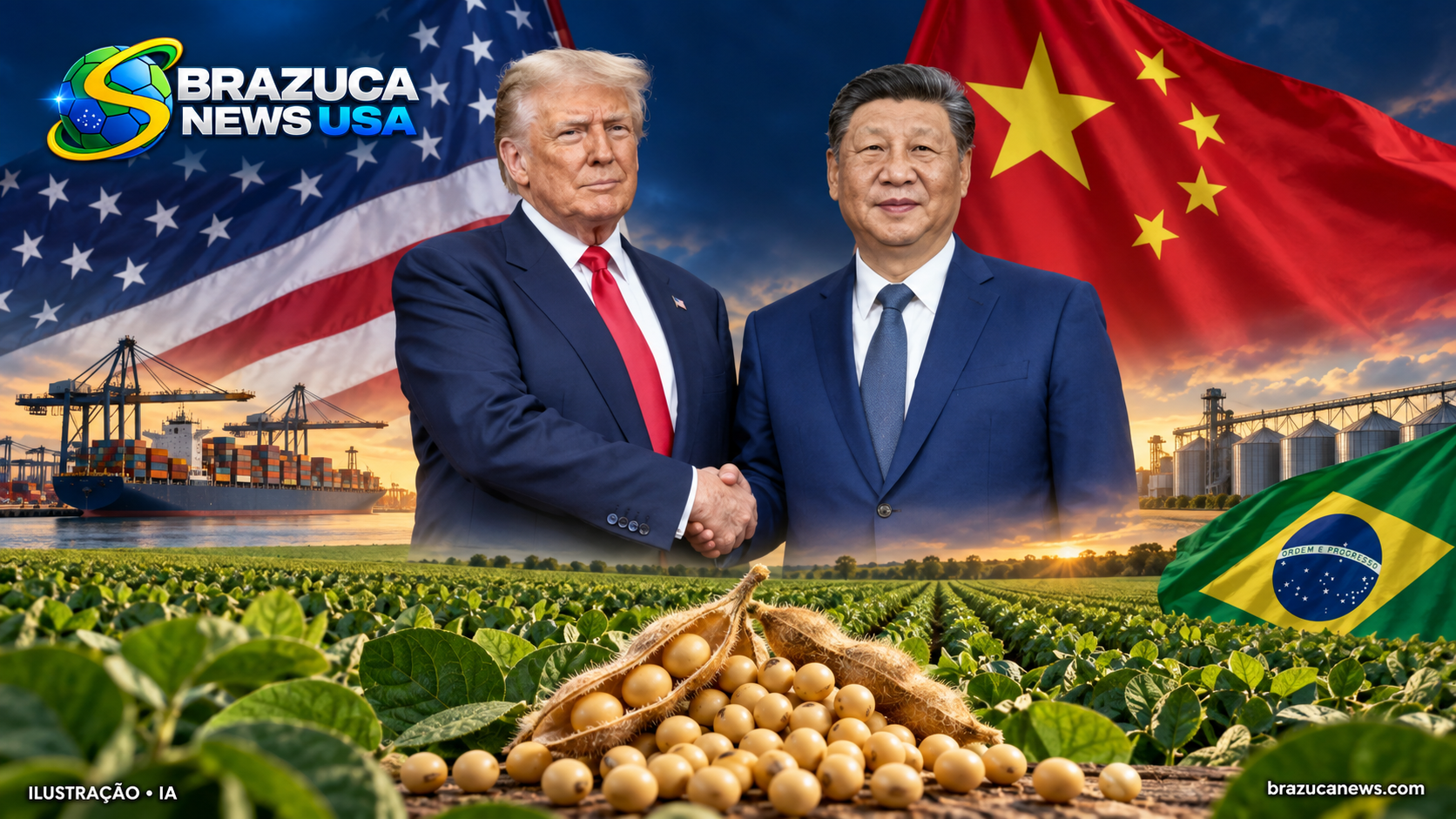 Xi Jinping faz a primeira visita de Estado aos EUA em 11 anos, de 23 a 25 de setembro, e a soja brasileira já sente o efeito