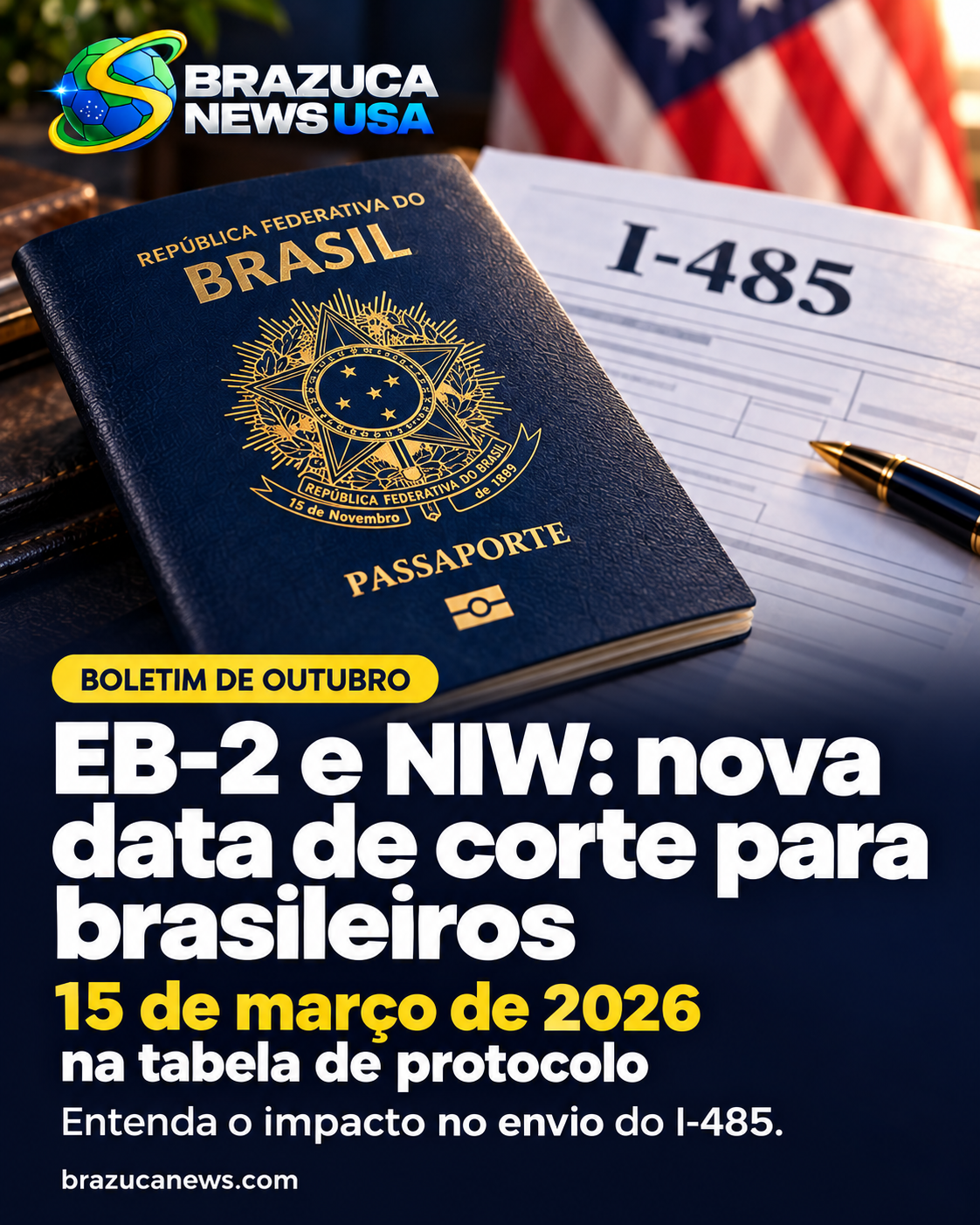 Boletim de outubro fecha a fila do EB-2 e do NIW para brasileiros com data depois de 15 de março, e quem ainda pode entrar tem até quarta (30) para o USCIS receber o I-485